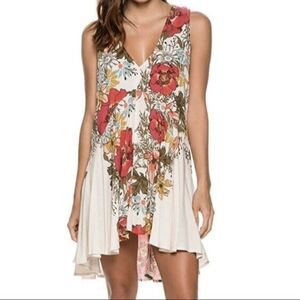 Free People Backyard Floral High Low Tunic Dress Size s